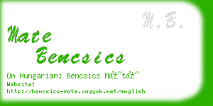 mate bencsics business card